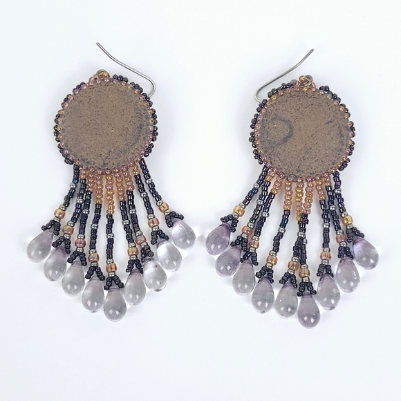 Vtg Dragonfly Earrings~Dangle Beaded~Teardrop~Leather Back~Handmade~Southwestern - Picture 8 of 14